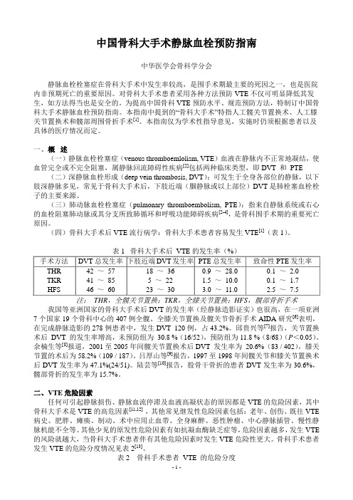 《中国骨科大手术静脉血栓预防指南》