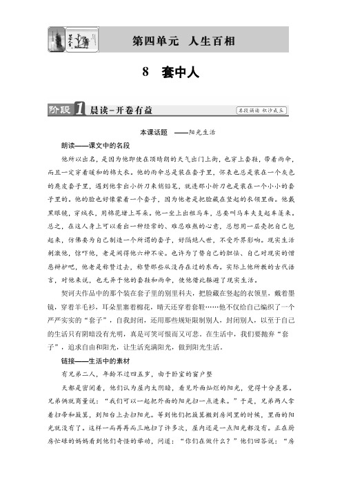 鲁人版高中语文必修二教师用书:第四单元 人生百相 8 套中人 Word版含解析.doc