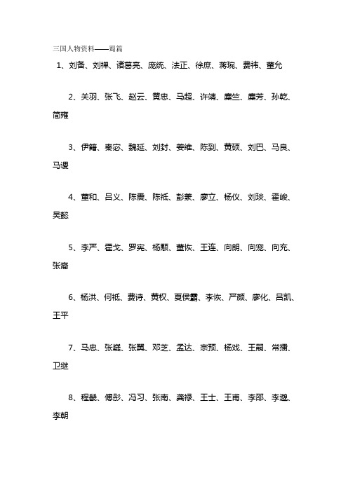 三国人物(蜀)