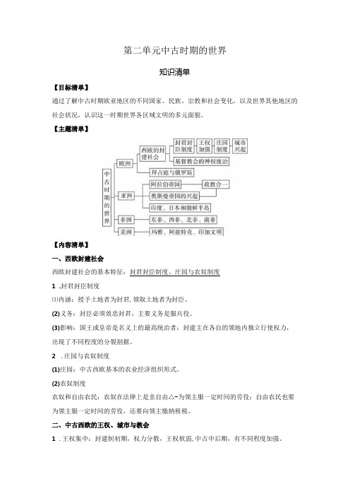 第二单元 中古时期的世界 知识清单