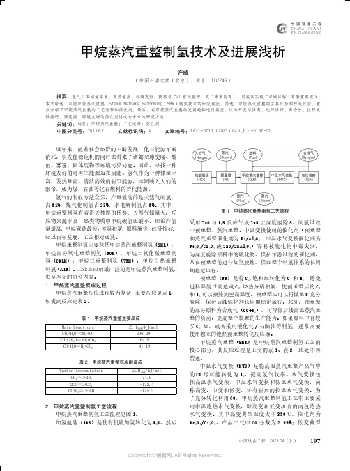 211086490_甲烷蒸汽重整制氢技术及进展浅析