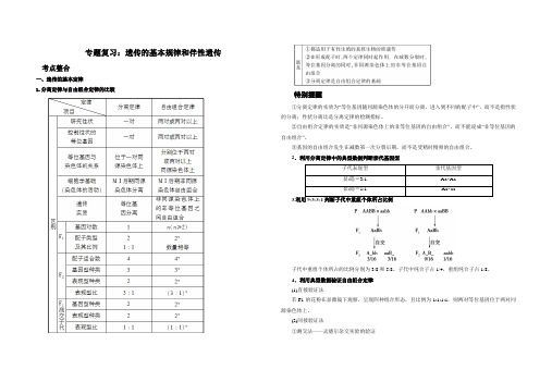 高考生物专题复习：遗传的基本规律和伴性遗传