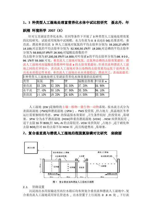 人工湿地文献整理