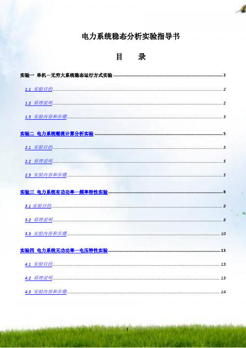 电力系统稳态分析实验指导书