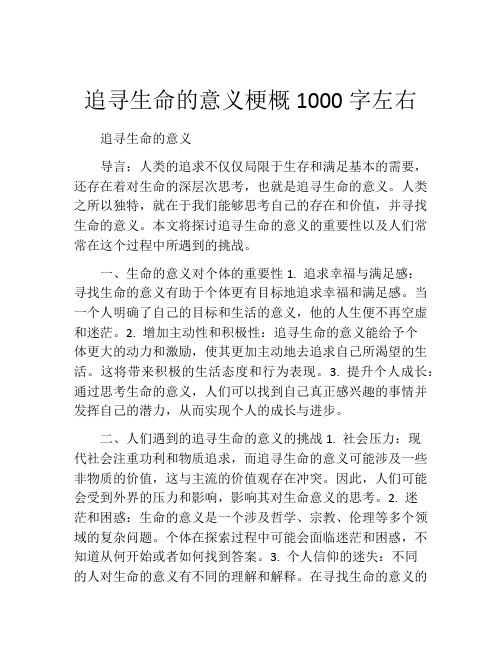 追寻生命的意义梗概1000字左右