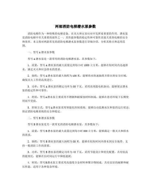 两部消防电梯潜水泵参数