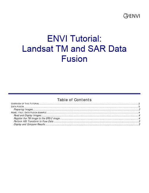 基于ENVI的TM与SAR数据融合处理流程介绍