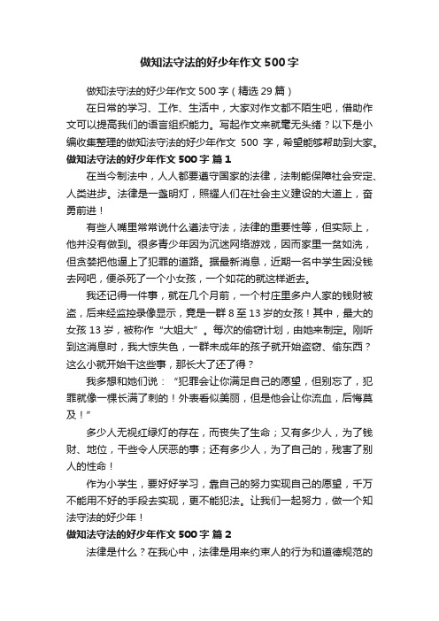 做知法守法的好少年作文500字（精选29篇）