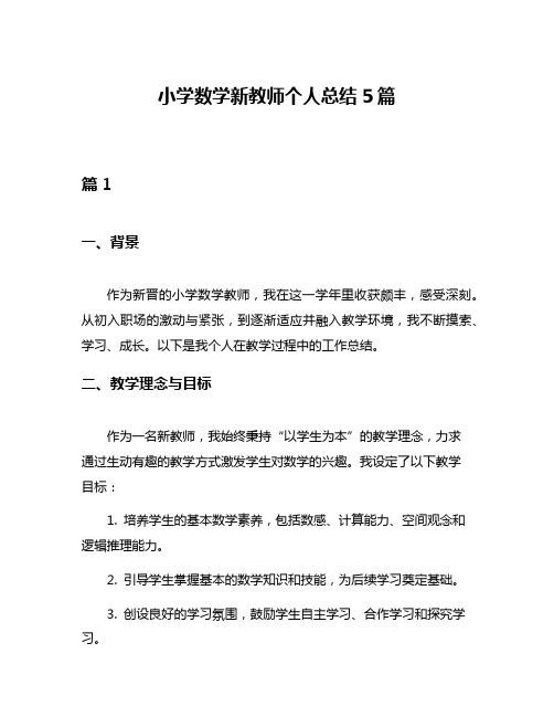 小学数学新教师个人总结5篇