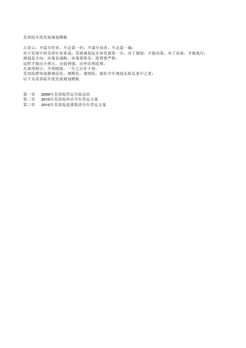美容院年度发展规划模板