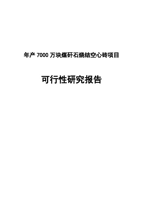 年产7000万块煤矸石烧结空心砖项目可行性研究报告
