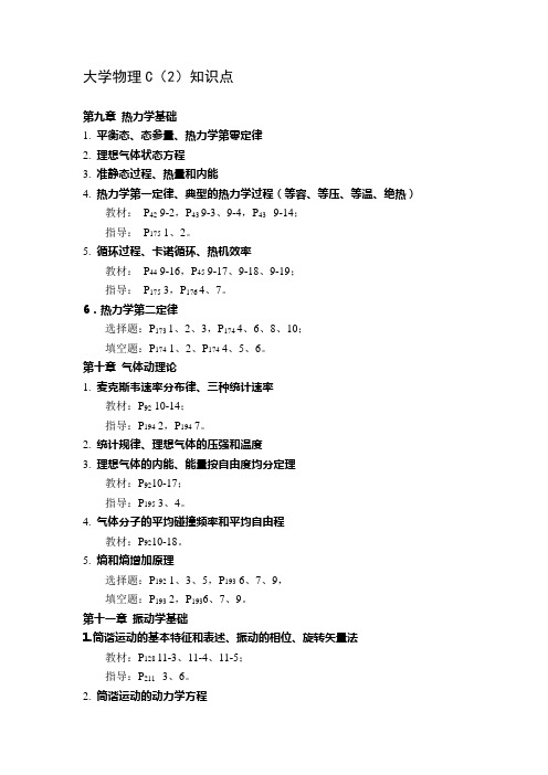 大学物理C(2)知识点   全面