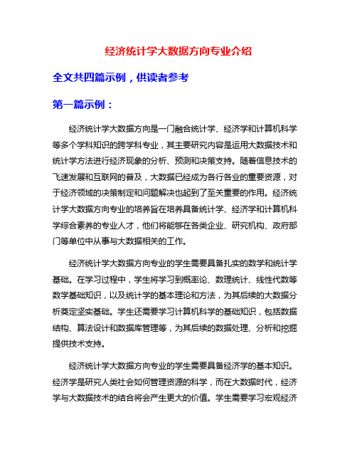 经济统计学大数据方向专业介绍