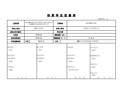 建筑结算审计定案表模板