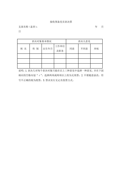 接收预备党员表决票