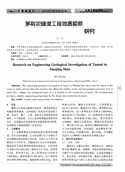 茅荆坝隧道工程地质勘察研究