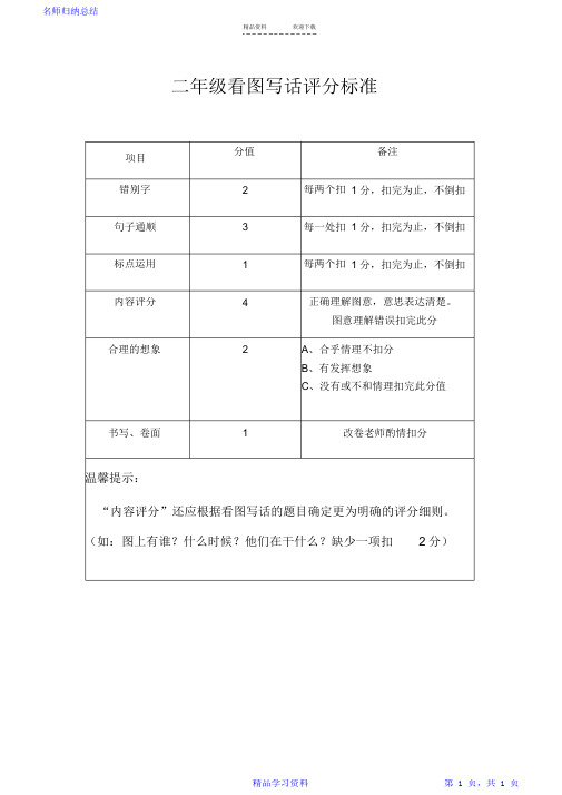 超详细二年级看图写话评分标准2021