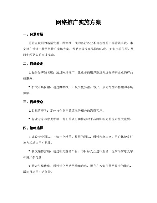 网络推广实施方案