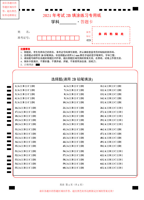 考试通用2B铅笔练习试卷(答题卡)