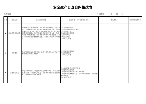 安全生产自查自纠整改表