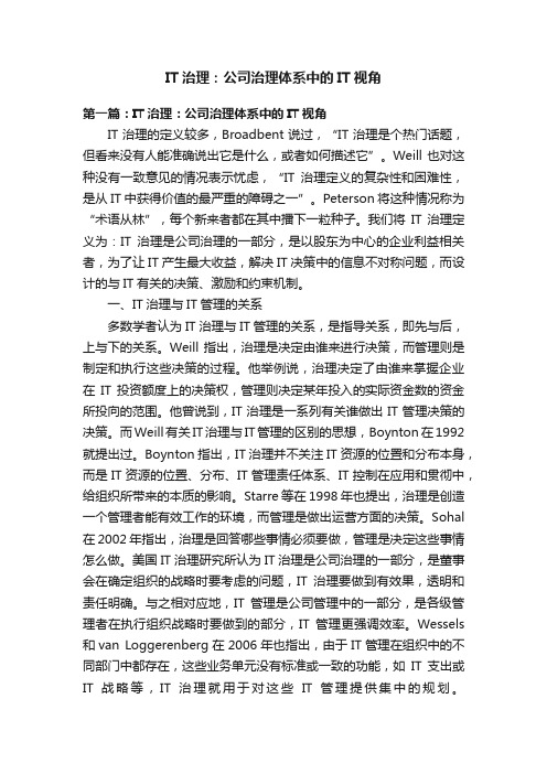 IT治理：公司治理体系中的IT视角