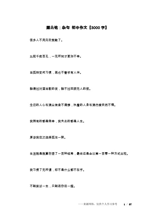 顾北铭：杂句 初中作文【3000字】