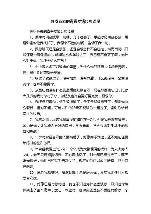 感叹逝去的青春爱情经典语录