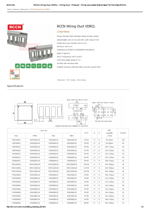 RCCN Wiring Duct VDRCL 规格书