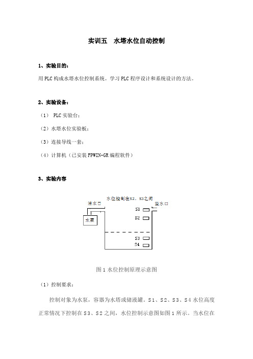 实训五  水塔水位自动控制