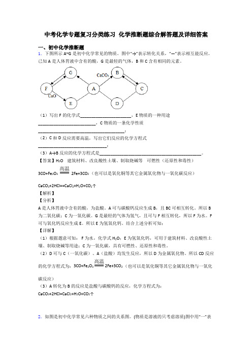 中考化学专题复习分类练习 化学推断题综合解答题及详细答案