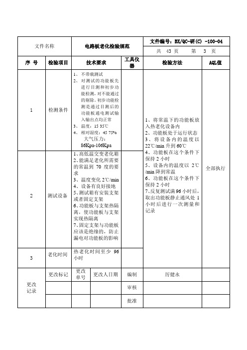 老化测试标准