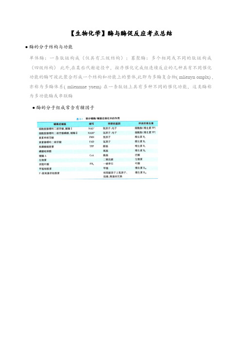 【生物化学】酶与酶促反应考点总结