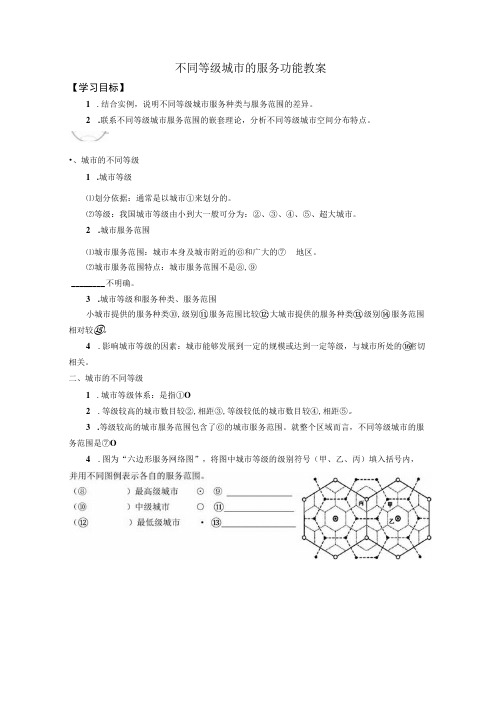 人教版 必修二 第二章不同等级城市服务功能_学案