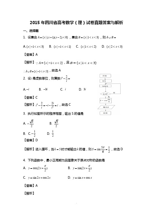 2015高考数学四川(理工科类)试卷真题与答案解析