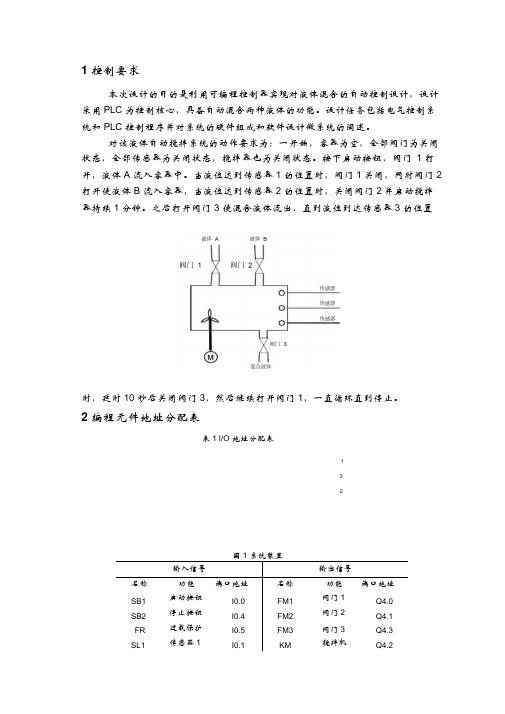 PLC课程设计液体自动混合搅拌系统精品