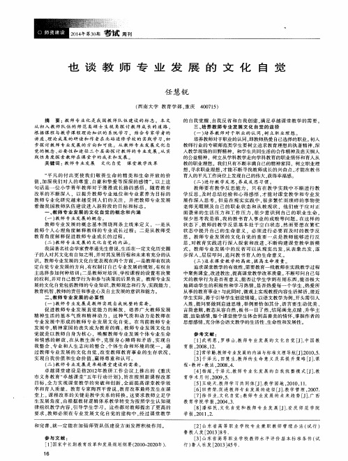 也谈教师专业发展的文化自觉