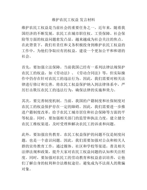 维护农民工权益 发言材料