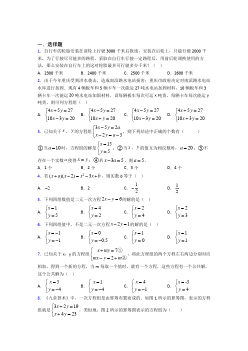 (常考题)北师大版初中数学八年级数学上册第五单元《二元一次方程组》检测题(包含答案解析)(1)