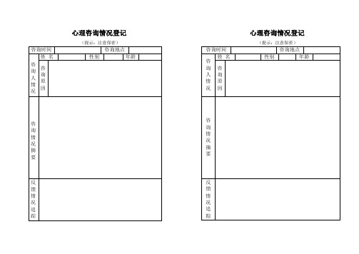 心理咨询  谈话情况登记表