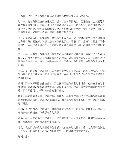 燃气整治发言稿范文