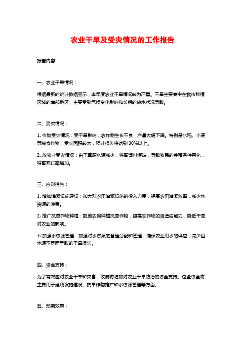 农业干旱及受灾情况的工作报告