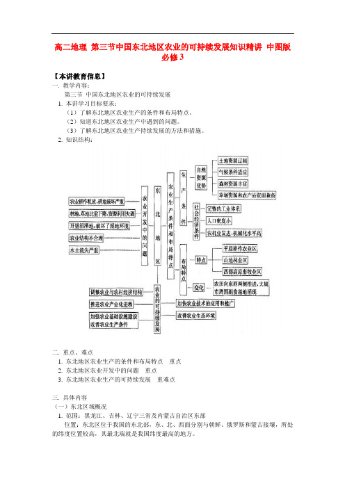 高中地理 第三节中国东北地区农业的可持续发展知识精讲 中图版必修3