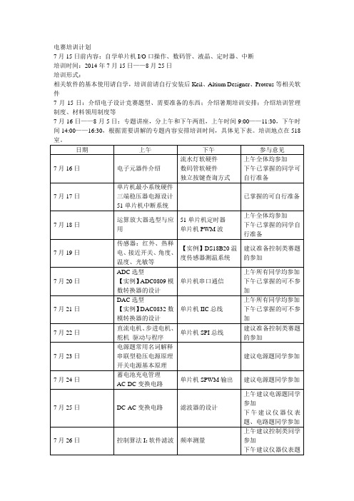 电赛培训计划