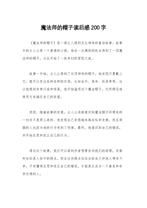 魔法师的帽子读后感200字