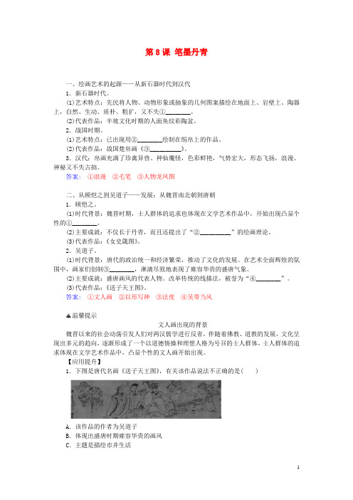 高中历史第二单元第8课笔墨丹青习题岳麓版必修3