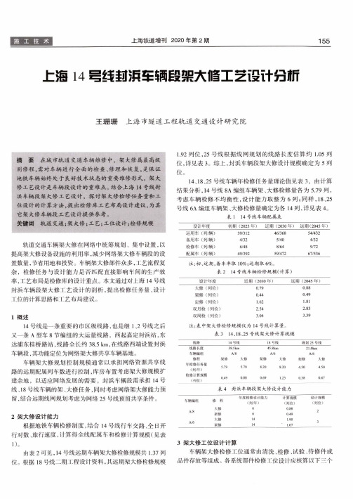 上海14号线封浜车辆段架大修工艺设计分析