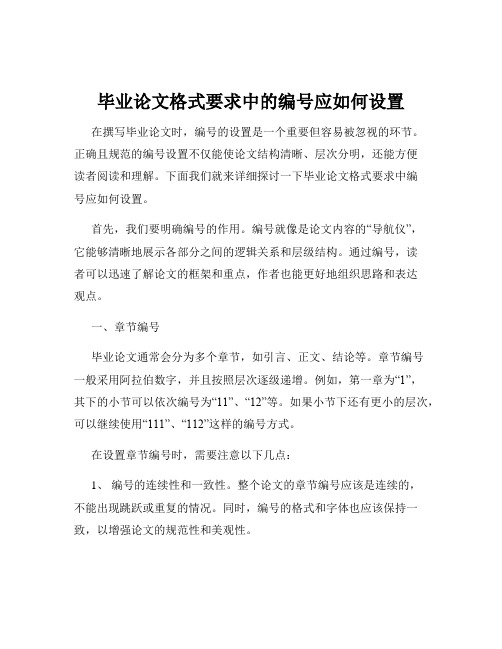 毕业论文格式要求中的编号应如何设置