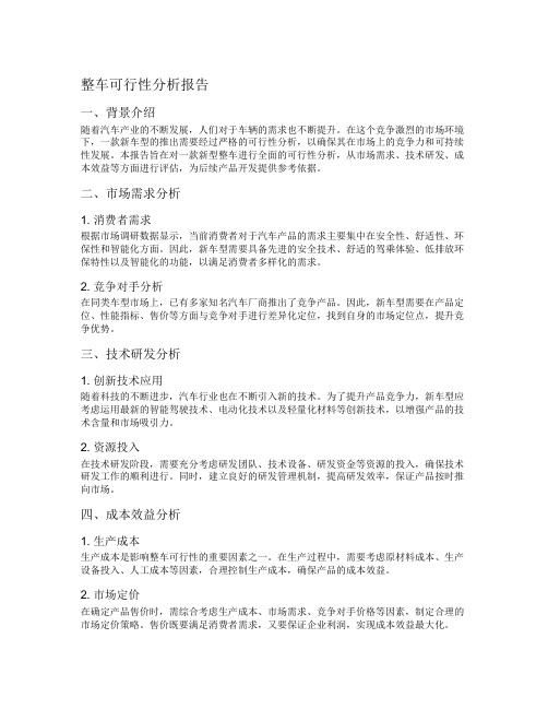 整车可行性分析报告