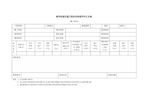 施工单位安全检查评分表