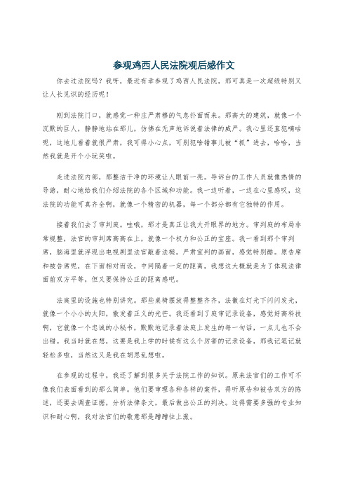 参观鸡西人民法院观后感作文